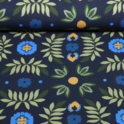 Sommersweat French Terry Blumen Navy