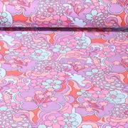 Sommersweat French Terry Retro Blumen Flieder