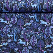 Sommersweat French Terry Wald Tiere Navy