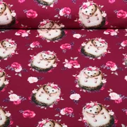 Sommersweat Glitzerpüppi French Terry Digitaldruck Igel Weinrot