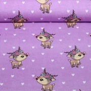 Sommersweat Glitzerpüppi French Terry Digitaldruck Kleiner Hirsch Lila