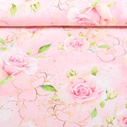 Sommersweat Glitzerpüppi French Terry Digitaldruck Rosen Rosa