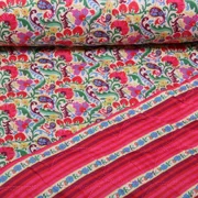Steppstoff Doubleface Digital Blumen Rot
