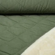 Steppstoff Wasserabweisend Teddyfell Karo Uni Grün
