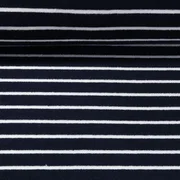 Stretch Frottee Streifen Navy Ecru