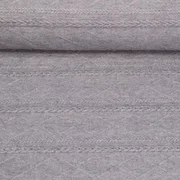 Strickjersey Zöpfe und Rauten Hellgrau 