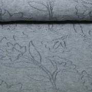 Stricksweat Blumen Bestickt Grau Melange