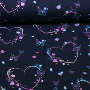 Sweat Glitzerpüppi Digitaldruck Herzen Navy Angeraut