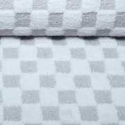 Heavy Sweat Bouclé-Plüsch-Mix Karo Grau