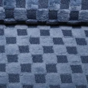 Heavy Sweat Bouclé-Plüsch-Mix Karo Jeansblau