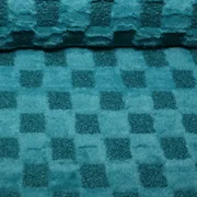 Heavy Sweat Bouclé-Plüsch-Mix Karo Petrol