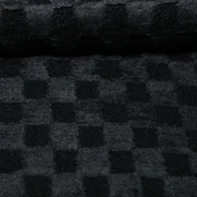 Heavy Sweat Bouclé-Plüsch-Mix Karo Schwarz