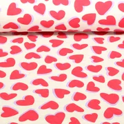 Sweat Herzen Ecru Rot Melange