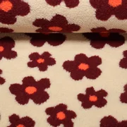 Teddyfleece Blumen Beige Weinrot