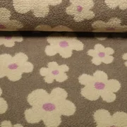 Teddyfleece Blumen Taupe