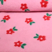 Teddyfleece Jacquard Blumen Rosa