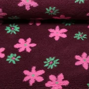 Teddyfleece Jacquard Blumenblüten Bordeauxrot