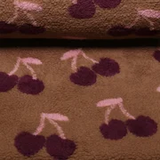Teddyfleece Jacquard Kirschen Braun