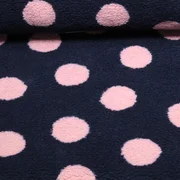 Teddyfleece Jacquard Punkte Marineblau Rosa