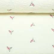 Teddyfleece Stickerei Blumen Ecru