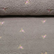 Teddyfleece Stickerei Blumen Grau