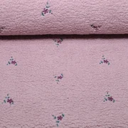 Teddyfleece Stickerei Blumen Mauve