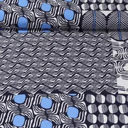 Viskose Popeline Mustermix Ecru Blau