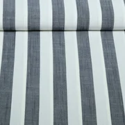 Viskose Blockstreifen 25mm Ecru Blau