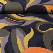 Viskose Popeline Retrotropfen Navy Senf