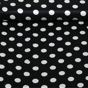 Viskose-Satin Punkte Schwarz Weiß