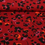 Viskose Twill Leo Blumen Dunkelrot