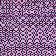 Viskose Webware Retro Nachtblau Rosa ECOVERO