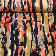 Viskosejersey Abstrakt Orange Navy