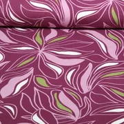 Viskosejersey Blüten Dunkles Mauve