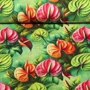 Viskoseleinen Flamingo Blumen Grün
