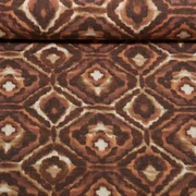 Viskosestrickjersey Ethno Ornamente Braun