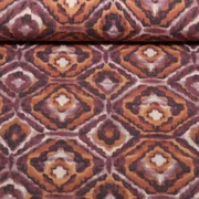 Viskosestrickjersey Ethno Ornamente Weinrot