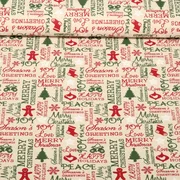 Weihnachtscretonne Happy Holidays Ecru