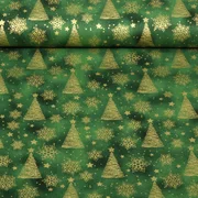 Weihnachtscretonne Weihnachtsbäume Grün