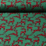Weihnachtsflanell Karo Hirsche Grün