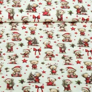 Weihnachtspopeline Bärchen Ecru