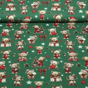 Weihnachtspopeline Bärchen Grün