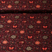 Weihnachtspopeline Blumenkranz Bordeaux Gold