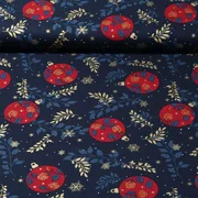 Weihnachtspopeline Christbaumkugeln Zweige Navy Gold