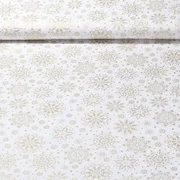 Weihnachtspopeline Eisblumen Ecru Gold