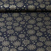 Weihnachtspopeline Eisblumen Navy Gold