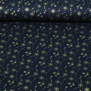 Weihnachtspopeline Eiskristalle Navy Gold