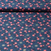 Weihnachtspopeline Rosen Eiskristalle Blau Gold