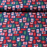 Weihnachtspopeline Geschenke Blau
