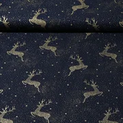 Weihnachtspopeline Hirsche Navy Gold